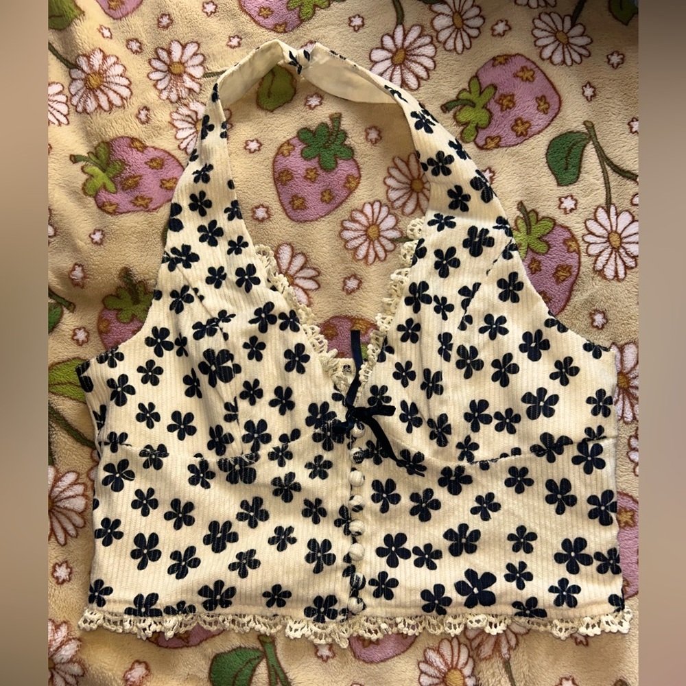 SHEIN floral print halter top